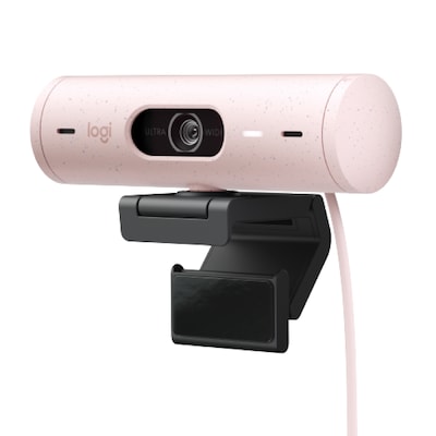 Logitech Brio 500 Webcam – Rose, Full HD Auflösung, 90°-Sichtfeld, 2 Mikrofone, Abdeckblende