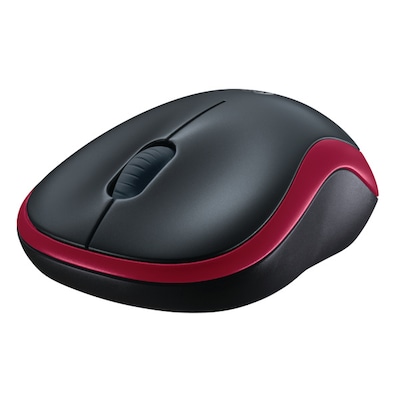 Logitech M185 kabellose optische Maus mit extrem langer Betriebsdauer, Plug&Play, rot-grau