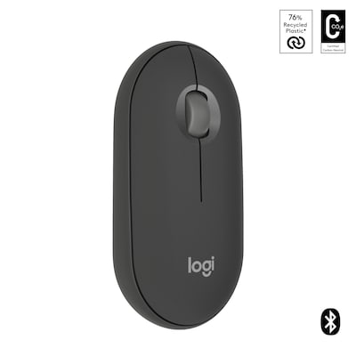 Logitech Pebble Mouse 2 M350S Graphite – Schlanke, kompakte Bluetooth®-Maus