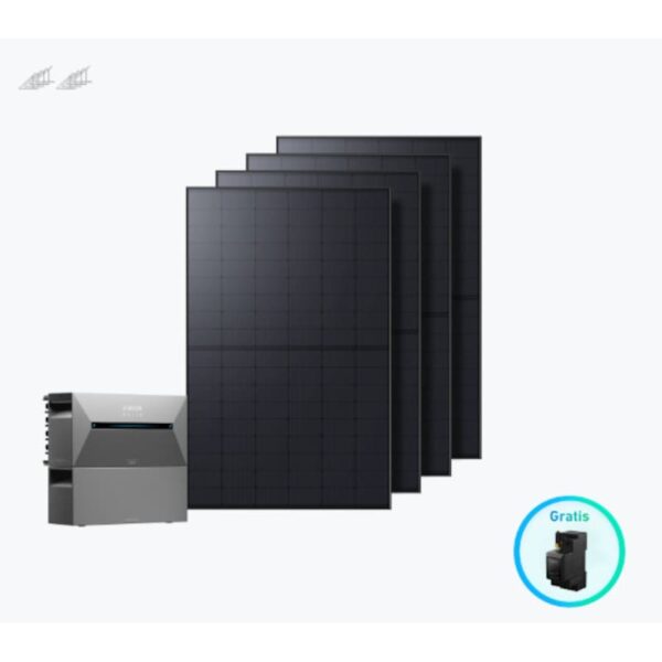 • Flachdach-Set für Solarenergie • Solarbank mit Erweiterungs-Akku für 3200Wh Kapazität • 4 Solarmodule mit je 445W (gesamte Maximalleistung bis zu 1780W) • Halterungen und Smart Zähler