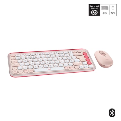 • Bluetooth®-Tastatur-Maus-Set mit recyceltem Kunststoff • 2 anpassbare Tasten und 15 anpassbare Tasten mit der Logi Options+ App • Konturiertes