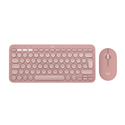 Logitech Pebble 2 Combo Rosa – Schlanke Multi-Device Bluetooth®-Tastatur und -Maus mit anpassbaren Tasten