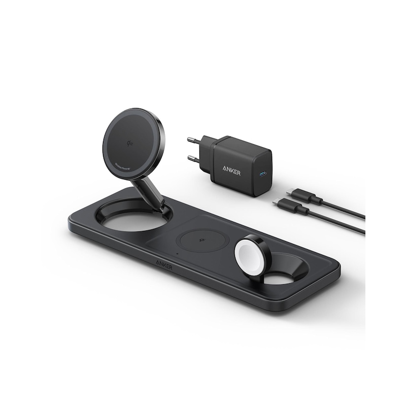 Anker MagGo Magnetic Wireless Ladegerät 15W 3-in-1 Pad schwarz