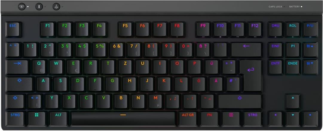 Logitech G G515 – Tastatur – LIGHTSPEED – TKL – Hintergrundbeleuchtung – kabellos – 2.4 GHz, Bluetooth, USB – QWERTZ – Tschechisch – Tastenschalter: GL Tactile – Schwarz (920-013033)