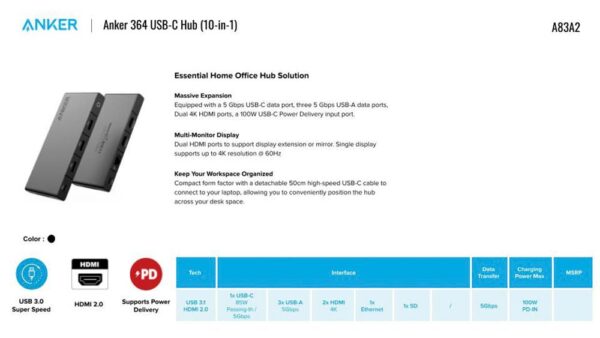 Ausgestattet mit einem 5-Gbit/s-USB-C-Datenanschluss