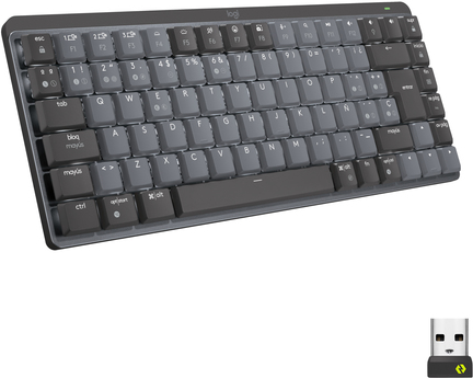 Kurzinfo: Logitech Master Series MX Mechanical Mini - Tastatur - hinterleuchtet - kabellos - Bluetooth LE - QWERTY - US International - Tastenschalter: Tactile Quiet - Graphite Gruppe Tastaturen Hersteller Logitech Hersteller Art. Nr. 920-010780 EAN/UPC 5099206103221 Produktbeschreibung: Logitech Master Series MX Mechanical Mini - Tastatur - QWERTY - US International - Graphite Gerätetyp Tastatur Hintergrundbeleuchtet Ja Schnittstelle Bluetooth LE Kabelloser Empfänger Logitech Logi Bolt USB-Receiver Anschlusstechnik Kabellos Lokalisierung und Layout QWERTY US International Tastaturkurzbefehl-Funktion Multimedia