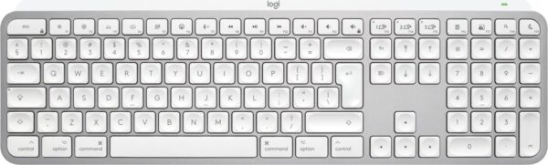 Logitech Master Series MX Keys S for Mac - Tastatur - full size - hinterleuchtet - kabellos - Bluetooth LE - QWERTY - US International - Pale Gray (920-011638)