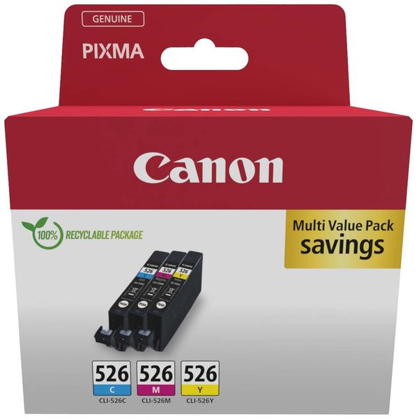 Canon Druckerpatrone CLI-526 C/M/Y Multipack Original Kombi-Pack Cyan, Magenta, Gelb 4541B018