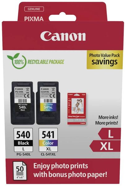 Canon Druckerpatrone PG540L/CL541XL Photo Value Pack Original Kombi-Pack Schwarz, Cyan, Magenta, Gelb 5224B012