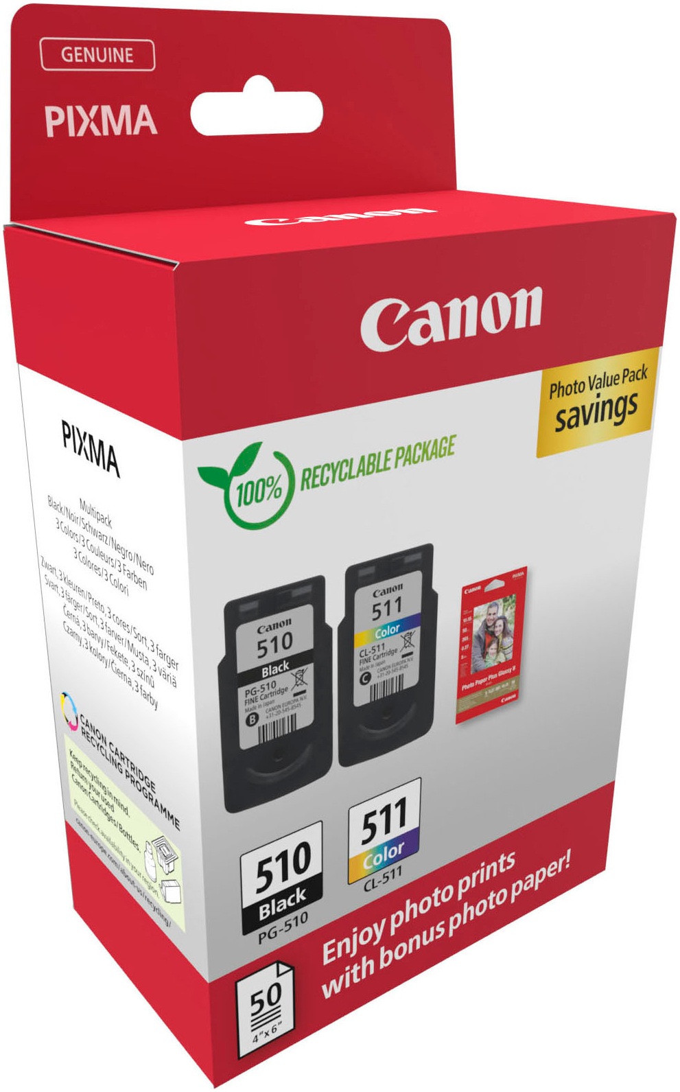 Canon Tintenpatrone »PG-510/CL-511 Photo Value Pack«,…