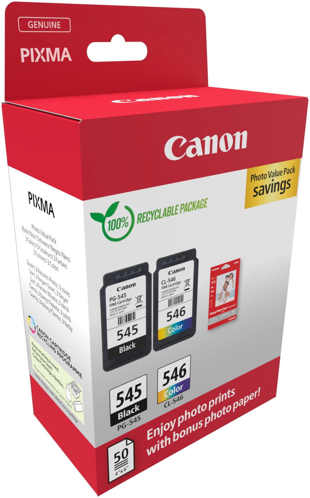 Canon Tintenpatrone »PG-545/CL-546 Photo Value Pack«,…