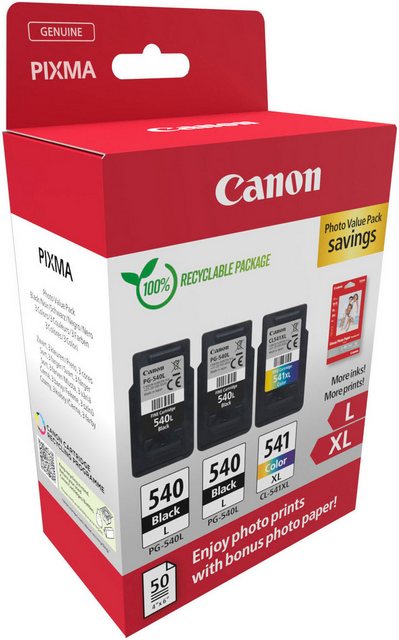 Canon PG-540L x2/CL-541XL Photo Value Pack Tintenpatrone (Packung, 3-tlg)