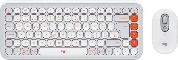 Logitech POP Icon Combo - Tastatur-und-Maus-Set - kabellos - Bluetooth LE - QWERTZ - Schweiz - Off-White, orange (920-013276)