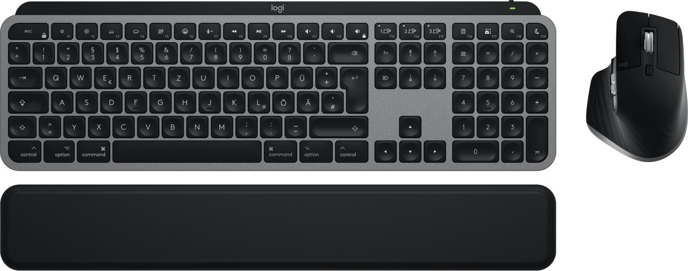 Logitech MX Keys S Combo for Mac Tastatur Maus enthalten Heimbüro RF Wireless + Bluetooth QWERTZ Deutsch Aluminium – Schwarz (920-012840)