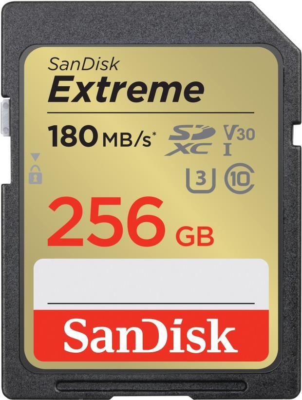 Extreme SDXC 256GB SDXC / read 180MB/s / write 130MB/s / 1 year RescuePRO Deluxe / Class 10 V30 / UHS-I / U3 (SDSDXVV-256G-GNCIN)