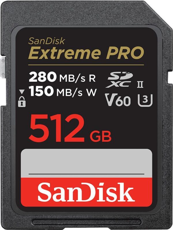 Hauptmerkmale rn rn Speicher rn Kapazität 512 GB rn Flash Card Typ SDXC rn Flash-Memory-Klasse Klasse 10 rn Lesegeschwindigkeit 280 MB/s rn Schreibgeschwindigkeit 150 MB/s rn Interner Speichertyp UHS-II rn UHS Speed Klasse Class 3 (U3) rn Video-Geschwindigkeitsklasse V60 rn rn Merkmale rn Produktfarbe Schwarz rn rn Betriebsbedingungen rn Betriebstemperatur 25 - 80 °C rn Temperaturbereich bei Lagerung 40 - 85 °C rn rn Gewicht und Abmessungen rn Breite 24 mm rn Tiefe 32 mm rn Höhe 2