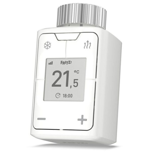 FRITZ!DECT 302 regelt komfortabel die Raumtemperatur und hilft dabei Energie zu sparen. Das funktioniert auch per Smartphone