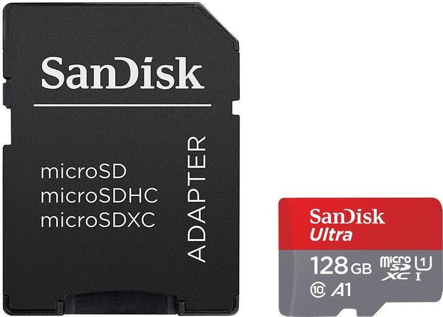 SanDisk Ultra – Flash-Speicherkarte (microSDXC-an-SD-Adapter inbegriffen) – 128GB – Class 10 – microSDXC UHS-I (SDSQUNR-128G-GN3MA)