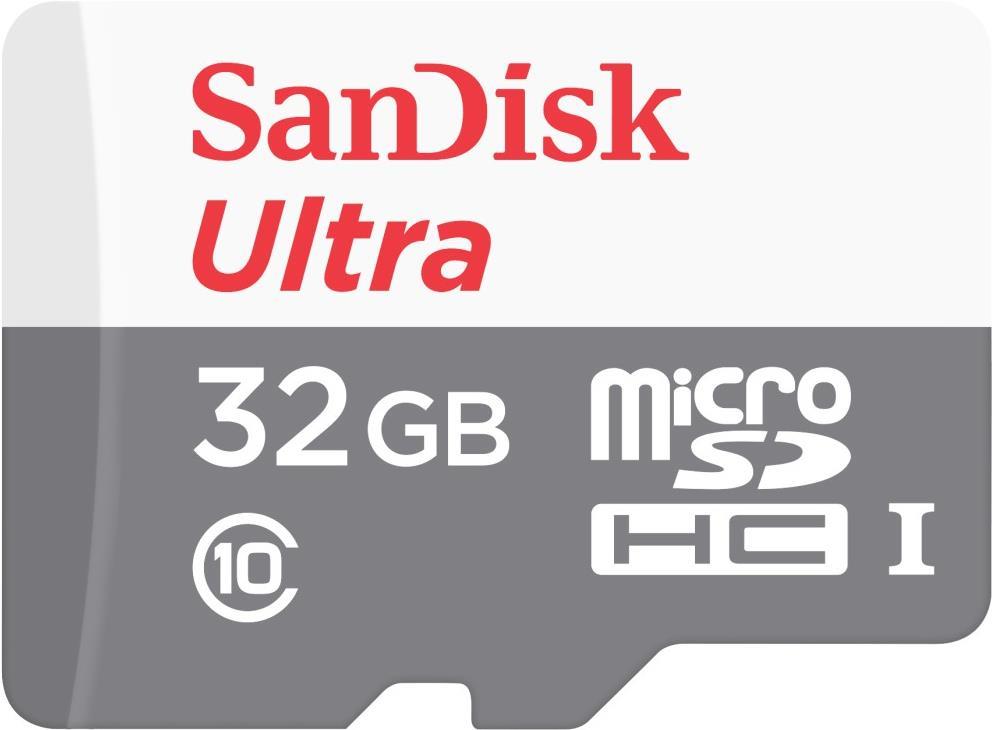 SanDisk Ultra – Flash-Speicherkarte (microSDHC/SD-Adapter inbegriffen) – 64GB – Class 10 – microSDHC UHS-I (SDSQUNR-032G-GN3MA)