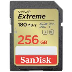 SanDisk Extreme SDXC-Karte  256 GB Class 10 UHS-I WasserdichtSanDisk Extreme 256 GB SDXC UHS-I Klasse 10Ausstattung: Kapazität: 256 GB · Flash Card Typ: SDXC · Flash-Memory-Klasse: Klasse 10 · Interner Speichertyp: UHS-I · Lesegeschwindigkeit: 180 MB/s · Schreibgeschwindigkeit: 130 MB/s · UHS Speed Klasse: Class 3 (U3) · Video-Geschwindigkeitsklasse: V30. Schutzfunktion: Temperaturbeständig · Wasserdicht · Röntgensicher · Produktfarbe: Schwarz