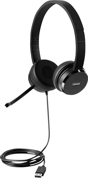 Lenovo 100 Stereo Computer On Ear Headset kabelgebunden Stereo Schwarz