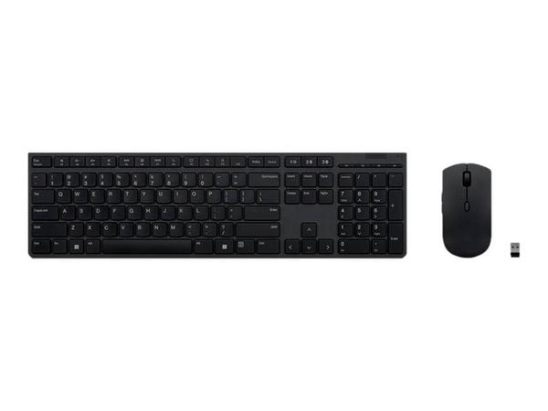 Die Lenovo Professional wiederaufladbare Funktastatur und -maus Kombi ist eine Revolution in Sachen Produktivität und Design. Die Tastatur in Standardgröße bietet Tasten mit Scherenmechanik für eine erhöhte Eingabe. Die aus Bio-Kautschuk gefertigte Maus sorgt für hohen Benutzerkomfort den ganzen Tag über und überzeugt durch eine beeindruckende Reichweite von 4.000 DPI. Darüber hinaus sind sowohl die Tastatur als auch die Maus aus umweltfreundlichem