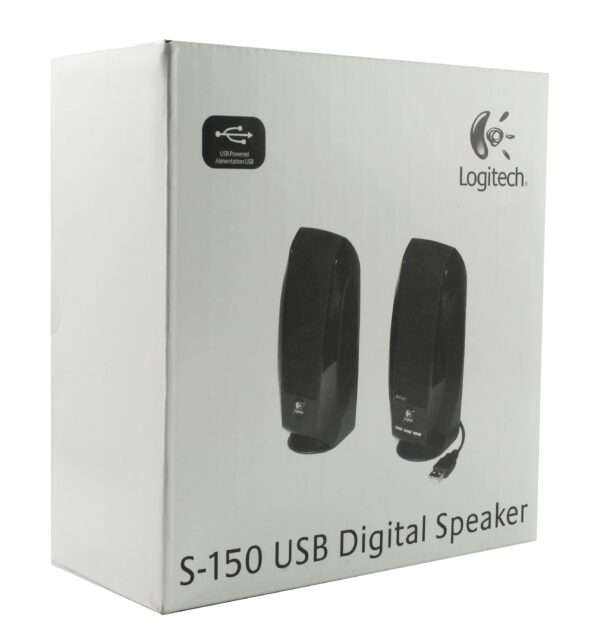 Logitech S150 - PC Lautsprecher - Partnerprogramm:Nein - Grading:Neuware - Zustand:Neu - Farbe:Schwarz - Signalübertragung:Kabelgebunden  - Wiedergabetechnik:Stereo - Schnittstellen:1x USB 2 Typ-A - Besondere Merkmale:LED-Anzeiger - Produkttyp:PC Lautsprecher