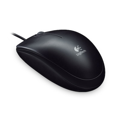 Logitech B100, Optische Maus mit USB-Anschluss, beidhändig verwendbar, schwarz