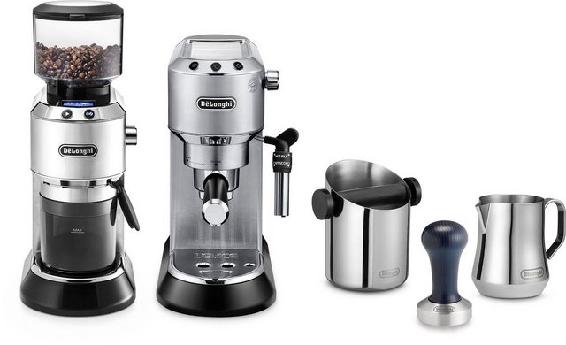 De’Longhi Espressomaschine ECKG6821.M, Siebträger, inkl. Kaffeemühle, Tamper, Abschlagbox+ Kännchen