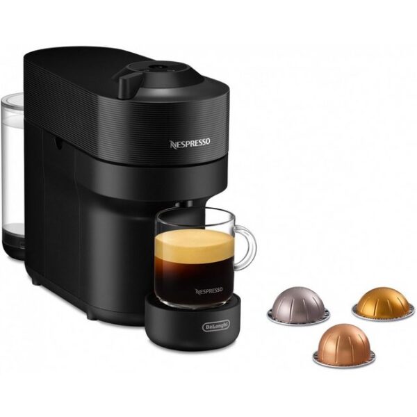 Die DeLonghi ENV 90.B Nespresso Vertuo Pop Kapsel-Automat in Liquorice Black ist die perfekte Ergänzung für jeden Kaffeeliebhaber. Mit fünf verschiedenen Kaffeevarianten bietet sie Vielfalt in kompakter Größe und modernem Design. Die VertuoTechnologie ermöglicht eine einfache Bedienung