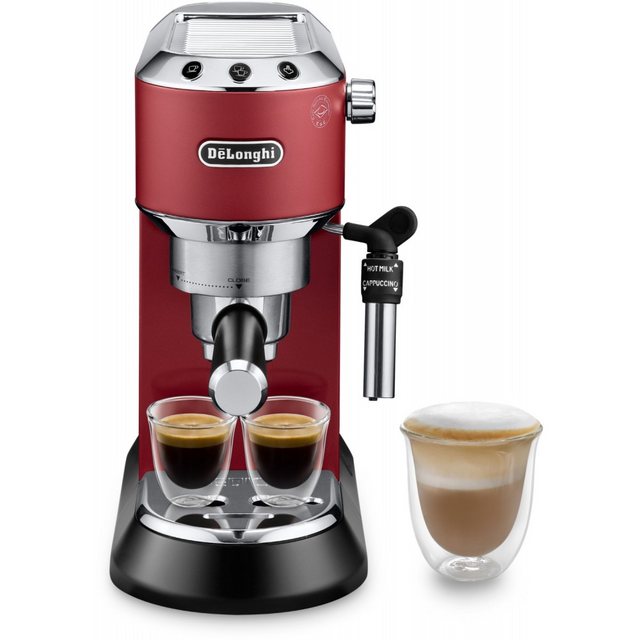 De’Longhi Siebträgermaschine DeLonghi EC 685.R Dedica Style Siebträgermaschine in Rot., Pumpdrucksystem, Pumpdrucksystem