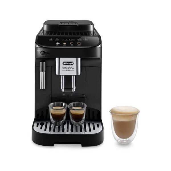 Der DeLonghi Magnifica Evo ECAM 290.22.B Kaffee-Vollautomat in elegantem Schwarz bietet perfekten Kaffeegenuss auf Knopfdruck. Mit einer Leistung von 1450 Watt und einem 15-bar Pumpendruck zaubert dieses Gerät vielfältige Kaffeevarianten nach Ihrem Geschmack. Die individuelle Anpassung von Aroma und Temperatur sorgt für ein optimales Geschmackserlebnis. Der Kaffeevollautomat verfügt über einen Wassertank mit einem Fassungsvermögen von 1