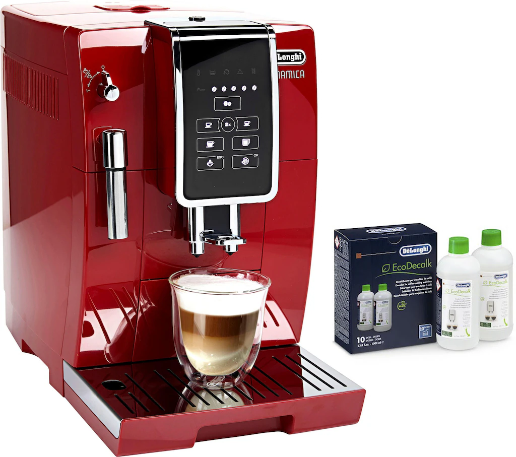 DeLonghi Kaffeevollautomat „Dinamica ECAM 358.15.R, Sensor-Bedienfeld“, Direktwahltasten für Espresso, Kaffee, Long Coffee und Lungo