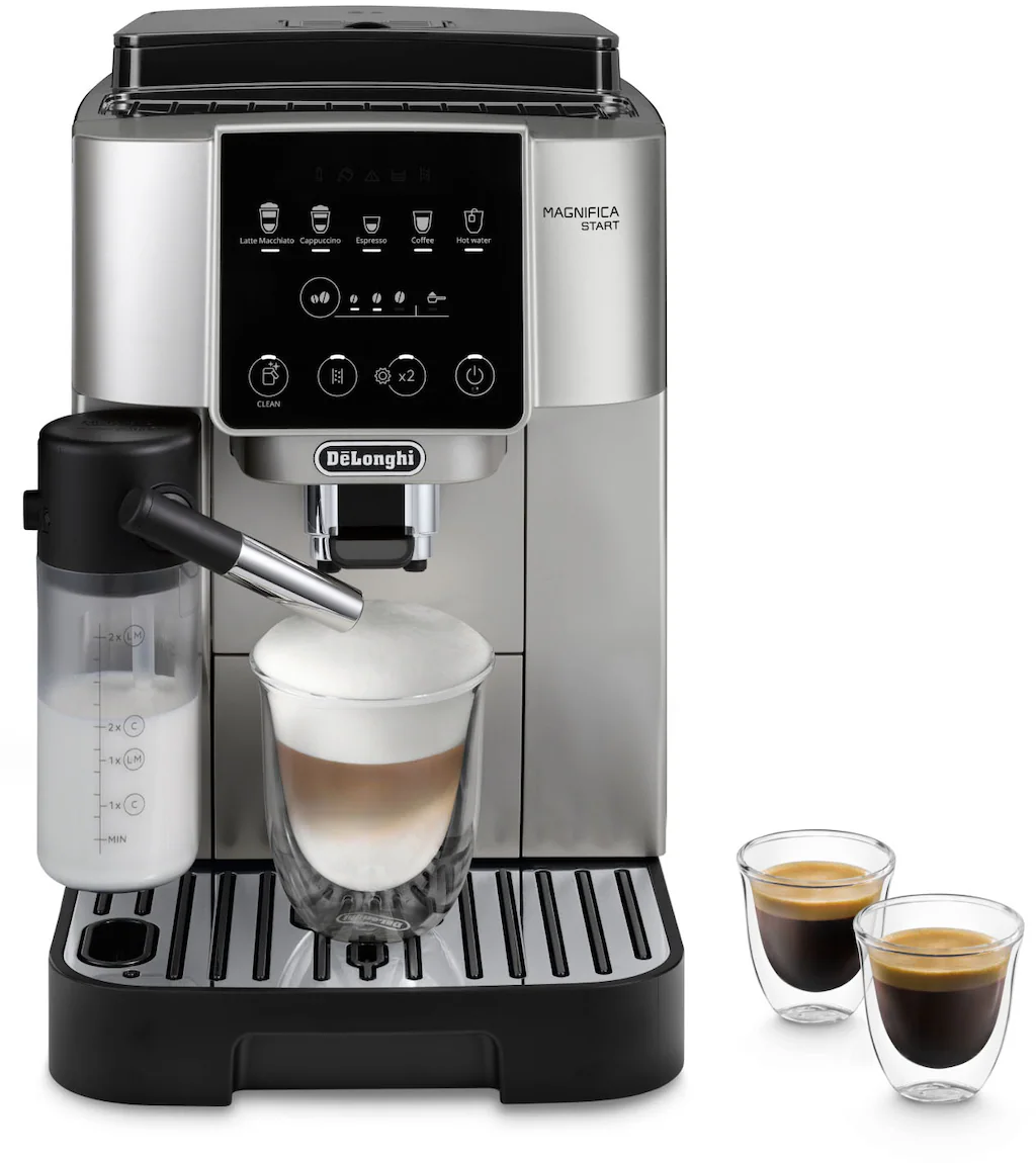 DeLonghi Kaffeevollautomat „Magnifica Start Milk ECAM220.80.SB“, intuitives Bedienfeld mit Soft-Touch-Symbolen, silber-schwarz