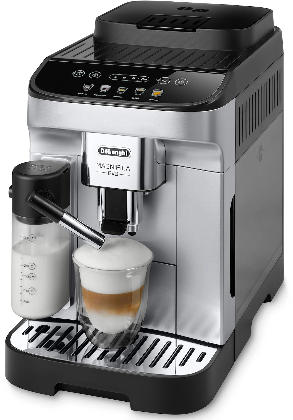 DeLonghi Kaffeevollautomat „Magnifica Evo ECAM 290.61.SB“, mit LatteCrema Milchsystem, Silber/Schwarz