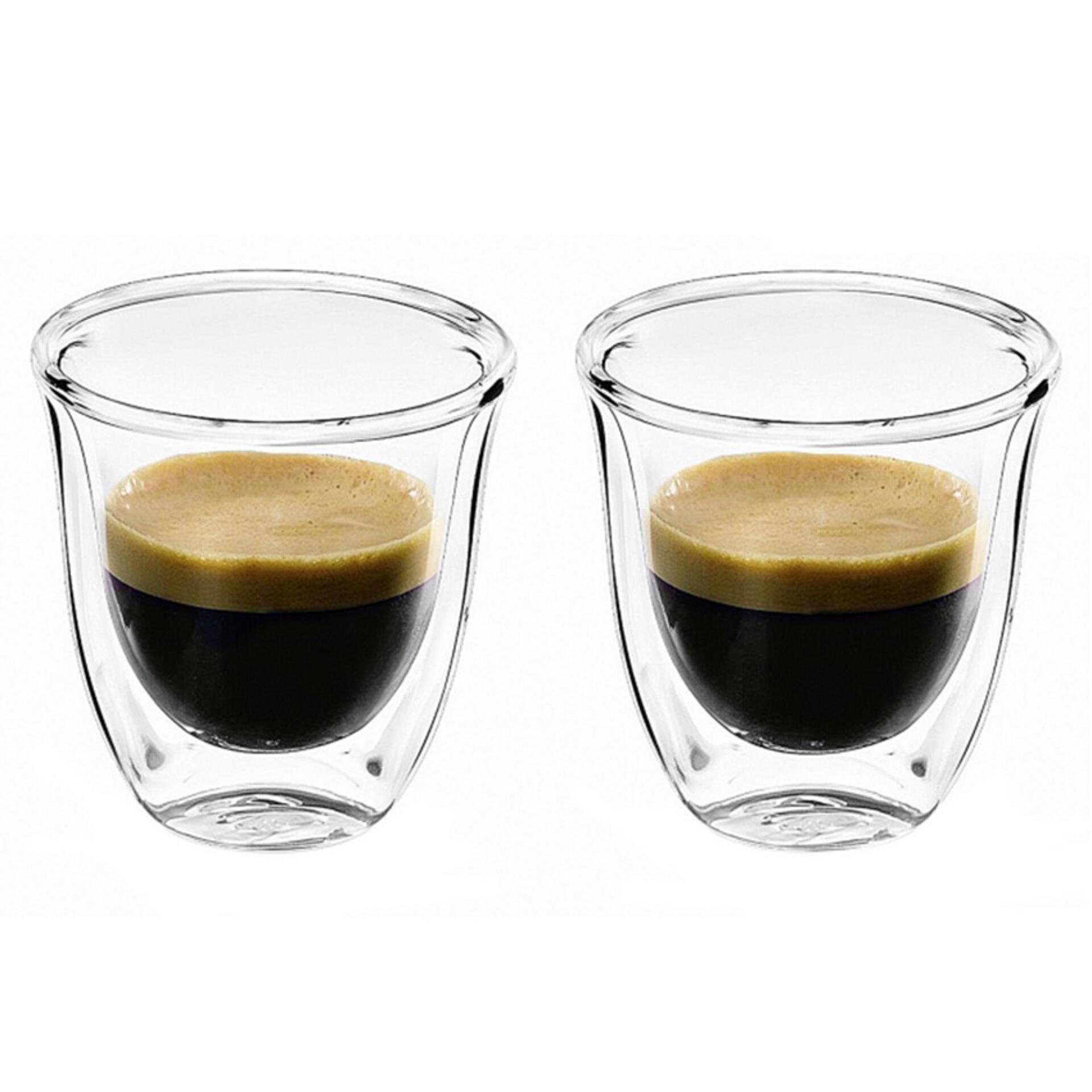 Entdecke diese Espressotassen aus Glas für den perfekten Espressogenuß aus den doppelwandige Thermogläser von De'Longhi. Die Gläser sind spülmaschinengeeignet und isolieren perfekt warme sowie kalte Getränke. Tassenhöhe: 6