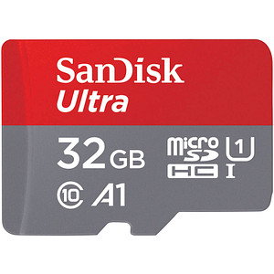 SanDisk Speicherkarte microSDHC Ultra – leistungsstark und schnell!Viel Power in kürzester Zeit – das bietet diese Speicherkarte von SanDisk. Denn diese Speicherkarte hat die Leistungsklasse A1 und eine Lesegeschwindigkeit von 120 MB/Sek.Weitere Leistungsmerkmale sind:Ideal für Android-basierte Smartphones und TabletsBis zu 120 MB/Sek. LesegeschwindigkeitA1 Leistungsstandard für bessere App-PerformanceWasserdicht