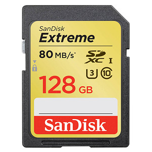 SanDisk Speicherkarte SDXC-Card Extreme: hohe Speicher- und Lesegeschwindigkeit für anspruchsvolle AnwenderMit der SanDisk Speicherkarte SDXC-Card Extreme nehmen Sie zuverlässig viele Fotos und Full HD- Videos auf und übertragen diese auch besonders schnell auf Ihren Computer. Die Speicherkarte mit den Maßen 24