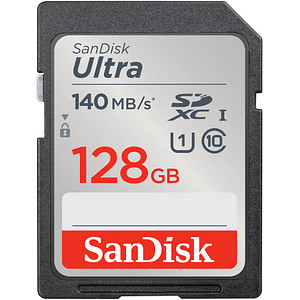 SanDisk Speicherkarte SDXC-Card Ultra: ordentlich Speicherkapazität für Ihre DatenDie SanDisk Speicherkarte SDXC-Card Ultra bietet Ihnen die perfekte Lösung für die sichere Aufbewahrung und den schnellen Zugriff auf Ihre wertvollen Daten. Mit einer Speicherkapazität von 128 GB haben Sie genügend Platz für Fotos