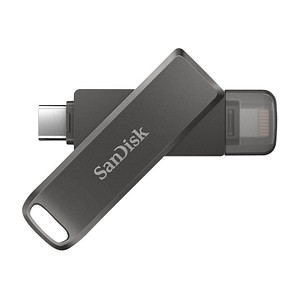 Der perfekte Partner für Ihr iPhoneMachen Sie sich frei – bzw. machen Sie Platz auf Ihrem iPhone. Mit dem SanDisk USB-Stick iXpand Luxe haben Sie eine einfache Möglichkeit schnell Speicherplatz freizumachen